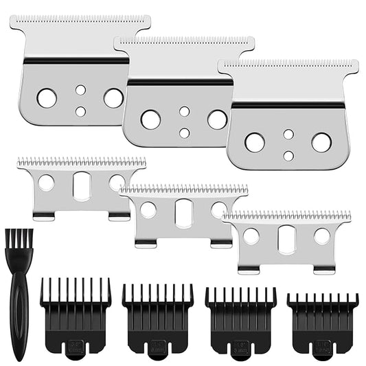 3 Pack T Blade fits for Andis T Outliners Trimmer, Andis GTX Trimmer, Replacement Blade Compatible with Andis #04710 and Andis #04521 (sliver Steel T Blade + Carbon Steel Blade)