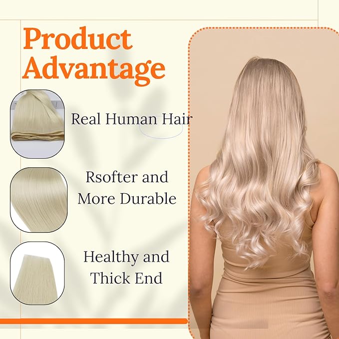 Full Shine Sew In Hair Extensions Double Weft Extensions Color Platinum Blonde Human Hair Bundles 18 Inch 120G Weft Hair Extensions For Thick Hair