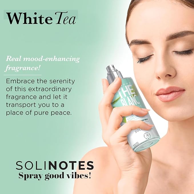 Solinotes White Tea Body Mist – Alcohol-Free, Long-Lasting Fragrance Spray with Bergamot,Cardamom, Sage, Osmanthus, & White Musk – Clean, Cruelty-Free Hair & Body Perfume Spray for Women (8.45 Fl Oz)