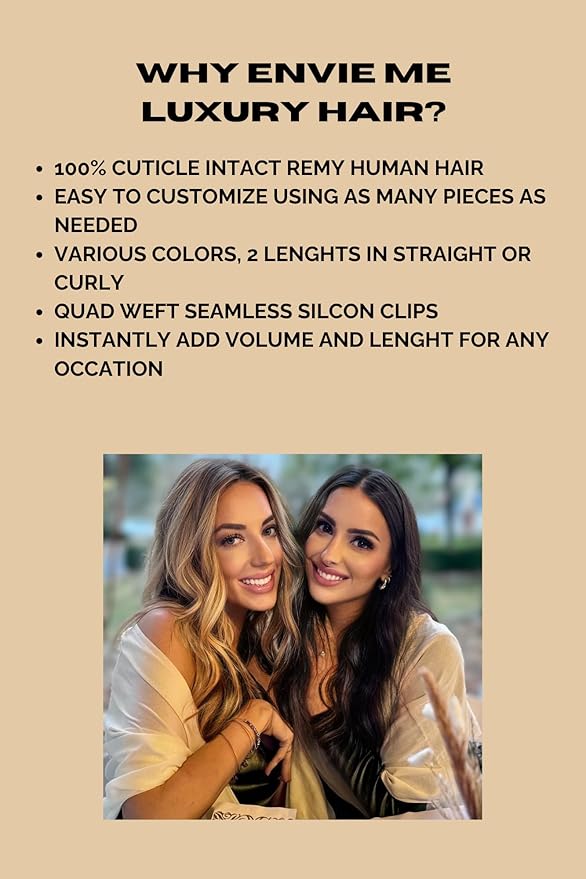 EnvieMe Luxury Hair Extentions Remy Cuticle Intact Double Drawn Real Human Hair Seamless-Invisible Clip Deep Wave Curl Human Hair Extentions #1B Soft Black 22 inch 120g 8 pcs