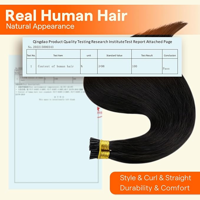 Full Shine Itip Human Hair Extensions 18 Inch 40 Grams Natural Black I Tip Hair Extensions Human Hair Long Straight Remy Hair Invisible Extensions add Volume