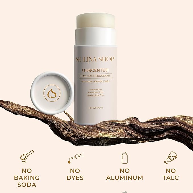 All Natural Deodorant for Women & Men – Unscented, Plant-Based, Aluminum-Free & Baking Soda-Free – Gentle for Sensitive Skin – 24 Hr Odor Protection – Travel Size