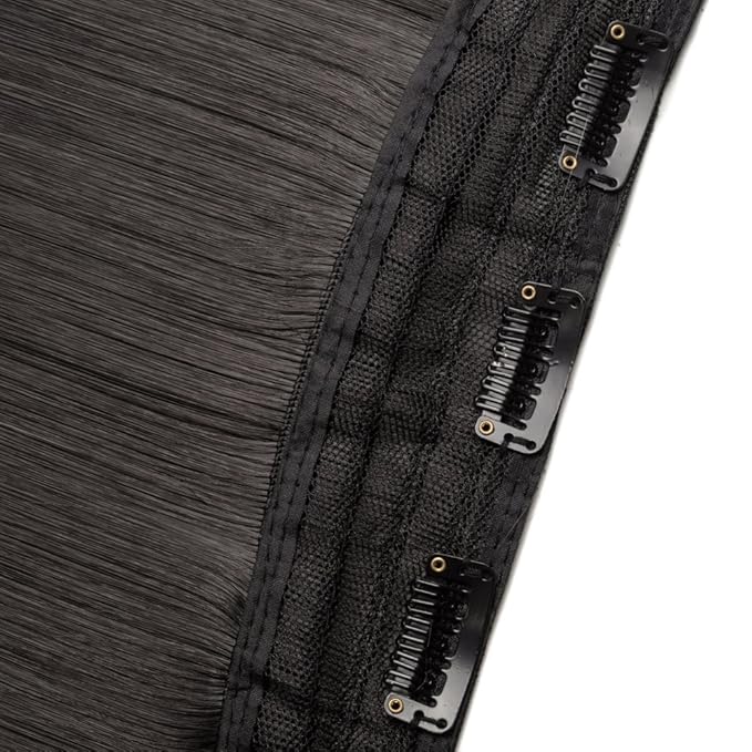 S-noilite Dip Dye Clip in Hair Extensions Ombre Two Color Long Thick Curly Wavy Straight 3/4 Full Head Synthetic Hairpiece Japanese Fiber Trendy Fashion (Dark Black to Silver Grey)