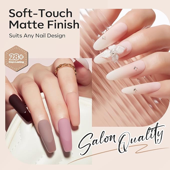 modelones 2PCS Matte Gel Top Coat Chrome Proof, Powder-Resistant No Wipe Velvet Finish Clear Gel Polish For Nail Art Painting Chrome Isolation Long Lasting DIY U V Manicure Winter Xmas Gift for Women