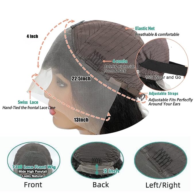 Bob Wig Human Hair Body Wave HD Lace Front Wigs Human Hair 250% Density 13x4 Glueless Wigs Human Hair Pre Plucked Short Bob Wigs for Black Women Natural Black Color (10 inch, Bob Wig)