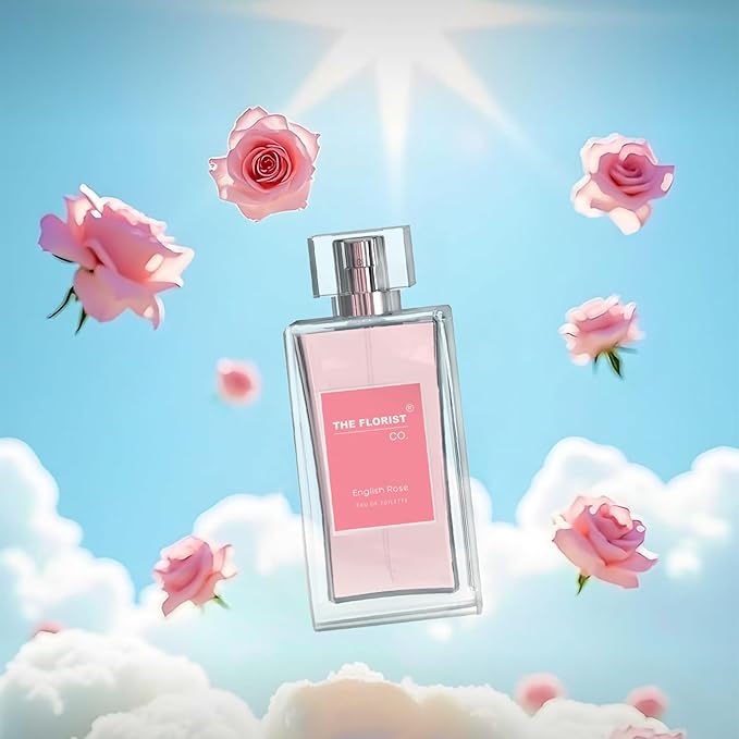 The Florist Co. Eau de Toilette Perfume, Floral Fragrance, Long-Lasting Fresh Scent (English Rose)