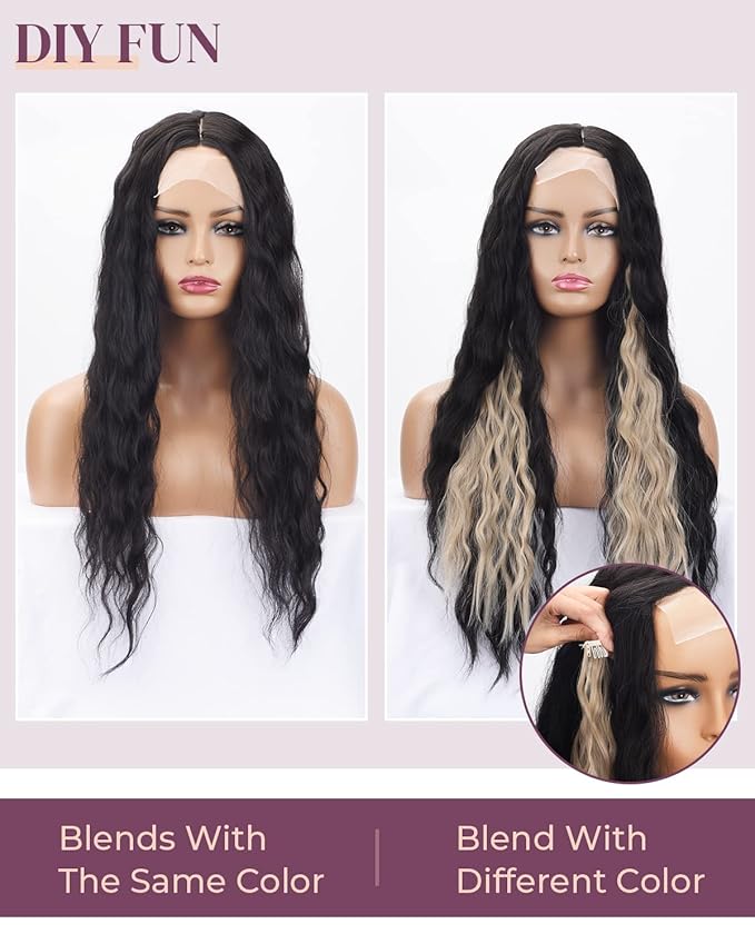 LONAI Clip In Hair Extensions, 6PCS Curly 24" Long Synthetic Clip On Hairpiece For Women