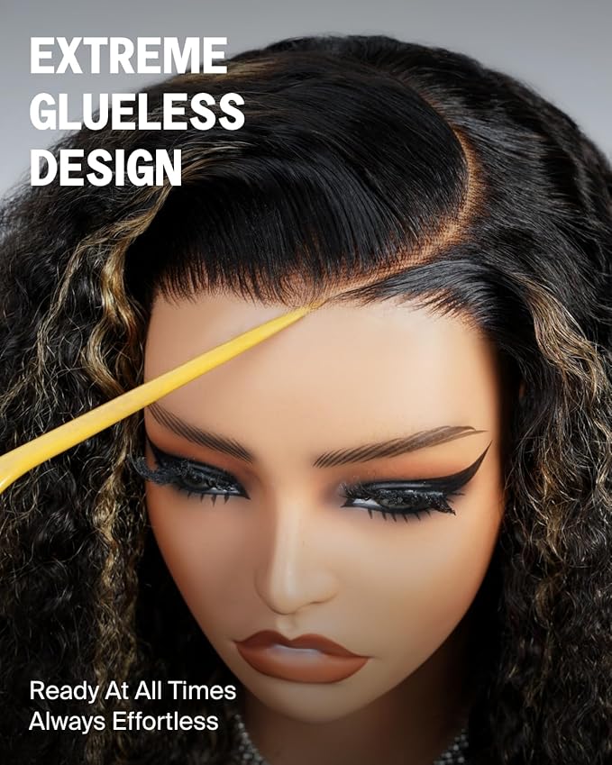 Megalook Glueless Wigs Human Hair Pre Plucked Pre Cut Ombre Deep Wave Human Hair Wig for Black Women 5x6 HD Lace Closure Curly Wigs Human Hair Glueless Wear and Go 210 Density 20 Inch 1B/27