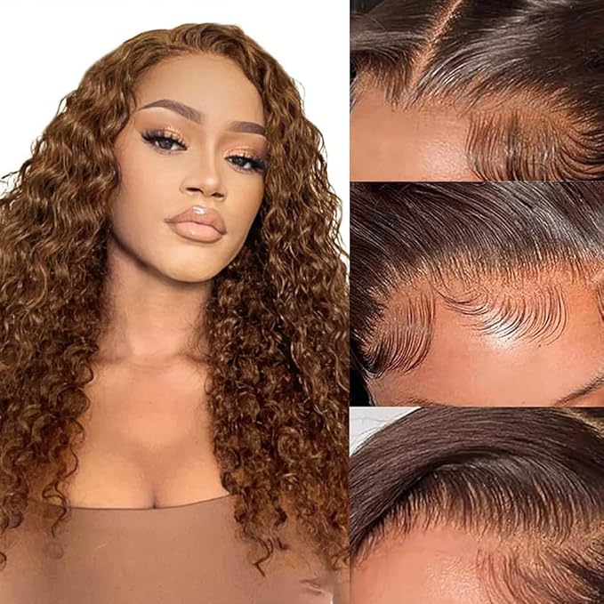 24 Inch Chocolate Brown Lace Front Wig Human Hair 200 Density 13x6 HD Deep Wave Lace Front Wigs Human Hair Colored Deep Curly Lace Frontal Wigs Glueless Wig Brown Wig Wigs for Women