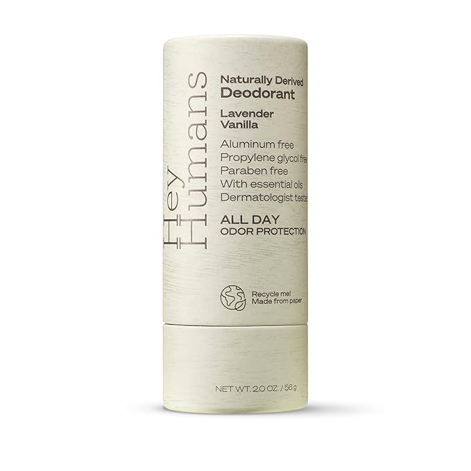 Hey Humans Deodorant, Aluminum Free Deodorant for Women and Men, Contains Naturally Derived Ingredients, All Day Odor Control, Refreshing Deodorant Essential Oils, Pack of 2, Lavender Vanilla
