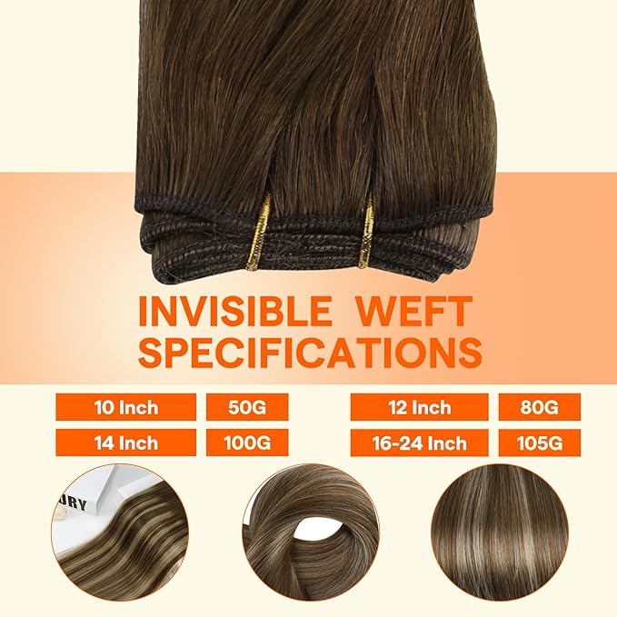 Full Shine Hair Extensions 22 Inch Human Hair Sew In Extensions Weft Hair Extensions Remy Hair Sew In Human Hair Color Brown To Brown 105G