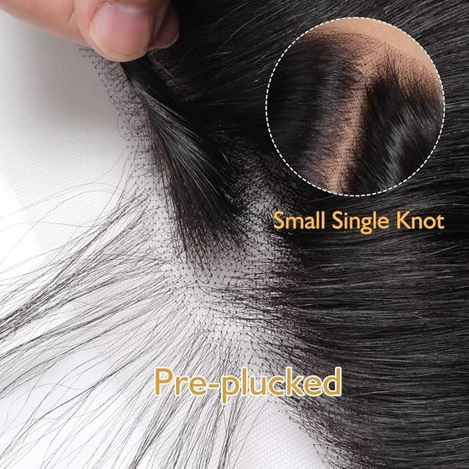 13x4 HD Lace Front Closure Ultra-Thin Invisible Frontal HD Lace Pre Plucked With Baby Hair 12A Silk Straight Brazilian Human Hair Extensions Single Knots 14 Inches