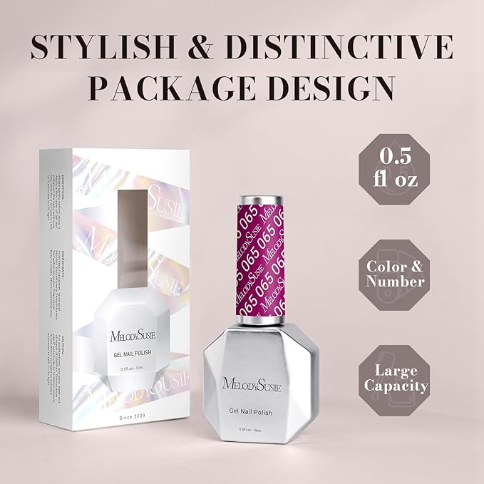 MelodySusie Grape Purple Gel Nail Polish,0.5fl oz Nails Soak Off UV LED Dark Purple Gel Polish Gift for Women Nail Art Manicure Salon DIY Nail Design Decoration at Home-065-A2704