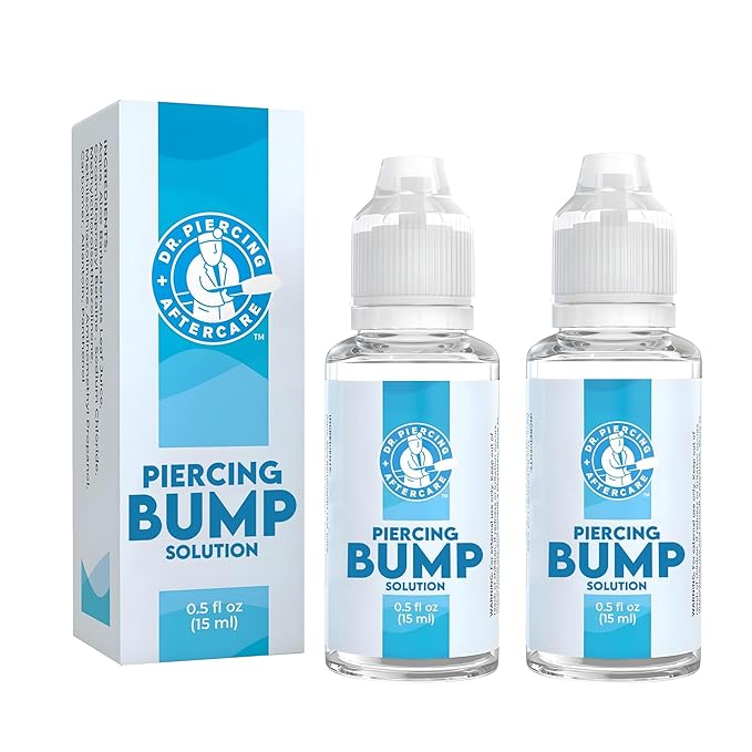 DR. PIERCING AFTERCARE Keloid Drops – Non-Greasy Saline Solution for Keloid Bump Removal for Piercings - May Reduce Appearance of Nose Piercing Bump, Nose Ear Lip Belly (15 mL, 2-Pack)