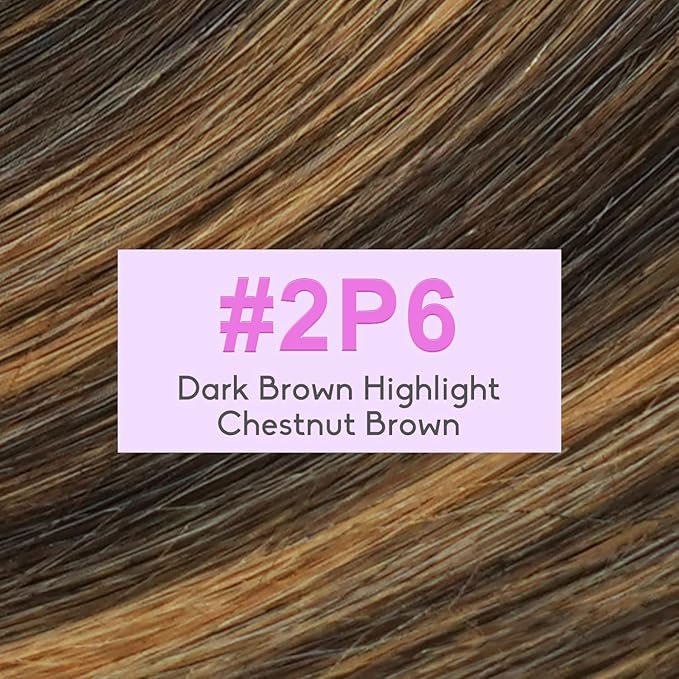 Clip in Hair Extensions Real Human Hair 8pcs Per Set with Double Weft 100% Seamless Hair Extensions for Women #Dark Brown Highlight Chestnut Brown 16inch 90g/3.0