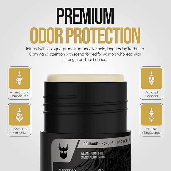 The Beard Struggle Marauder's Defense - Natural Charcoal Infused Deodorant Men, Aluminum Free - Platinum Collection, Surtr's Fury - 2.65 oz