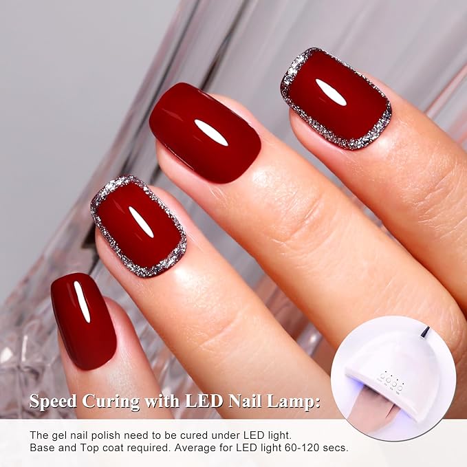 Imtiti Ruby Red Gel Nail Polish, 1Pcs Wine Red Gel Polish Soak Off UV LED Gel Polish, Long Lasting, Nail Art Manicure Salon DIY at Home for Autumn and Winter (0.34 Fl Oz-1905)