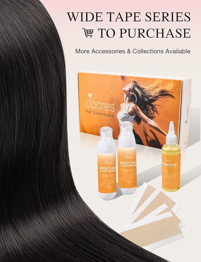 DOORES Invisi Edge Seamless Tape in Wide Hair Extensions Human Hair, Natural Black 4PCS Injection Tape ins 20g 20 Inch, 3 Inch Wide Injected Natural Virgin Human Extensions Invisible