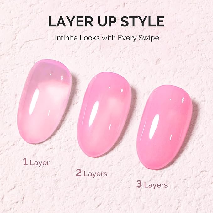 MelodySusie Jeweliver Gel Nail Polish, 0.5Fl.oz Berry Pink Gel Polish Pastel Nude Color Sheer Translucent Soak Off UV LED Light Cure Gift Nail Art Manicure DIY at Home JM16