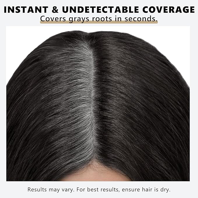 Root Touch Up Hair Color Powder, 3-Color Hairline Kit for Women & Men|Sweat Resistant&Nourishing, Instant Grey Coverage&Scalp Concealer, Natural Bald Spot Cover Up for Thinning Hair–Black