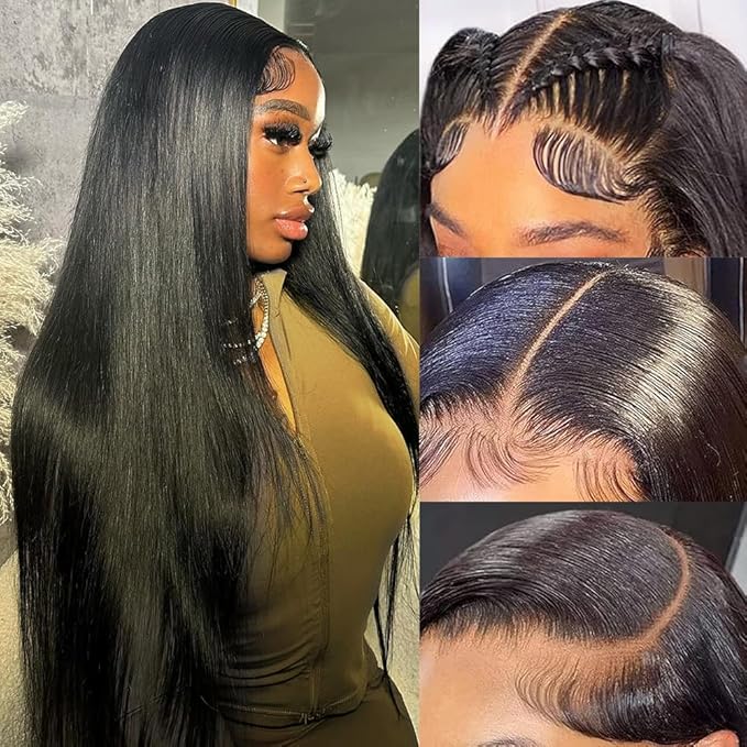 26 Inch 13x6 Lace Front Wigs Human Hair 200% Density Pre Plucked Straight Lace Front Wigs With Baby Hair HD Lace Frontal Straight Wigs Human Hair for Women