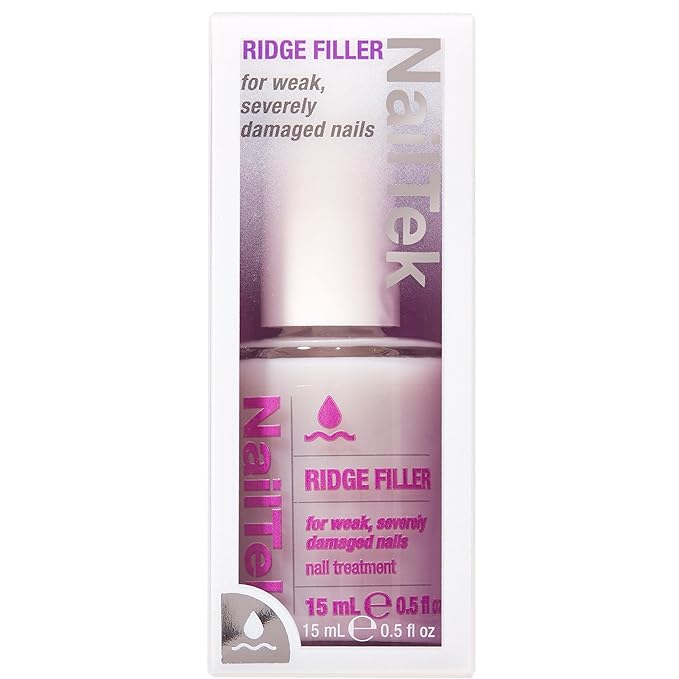 Nail Tek Ridge Filler Formula 4 – Clear Ridge Filler for Nails, Base Coat, Nail Strengthener Polish for Weak & Damaged Nails, 0.5 fl oz