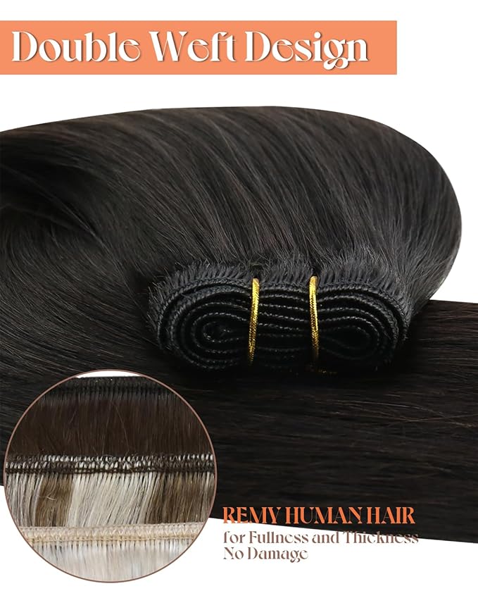 Sunny Hair Weft Hair Extensions Human Hair 22inch Sew in Hair Extensions Real Human Hair Natural Black Human Hair Extensions Sew in Long Straight Hair Weft Extensions Black Women 100g