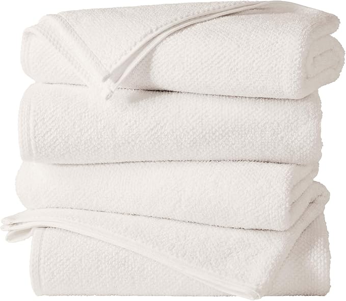 Great Bay Home 100% Cotton 12-Pack 13x13 Wash Cloth - Absorbent, Quick-Drying, Durable Face Towels for Bathroom Decor - Low-Twist, Two-Ply Fibers (Ivory)