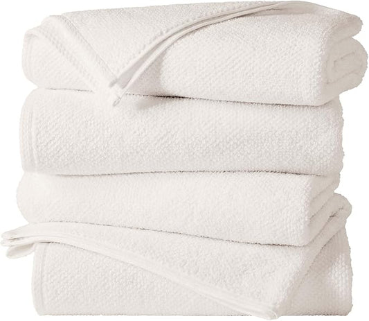 Great Bay Home 100% Cotton 12-Pack 13x13 Wash Cloth - Absorbent, Quick-Drying, Durable Face Towels for Bathroom Decor - Low-Twist, Two-Ply Fibers (Ivory)