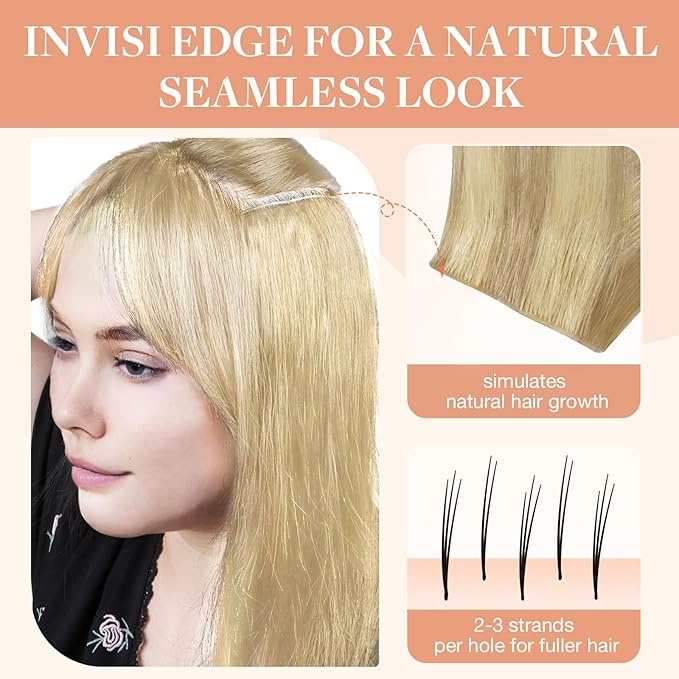 GOO GOO Invisi Edge Clip in Hair Extensions, 20inch 150g 7Pcs, Injected Seamless PU Clip in Hair Extensions, Virgin Real Human Hair, #18D/22F Dirty Blonde Highlights