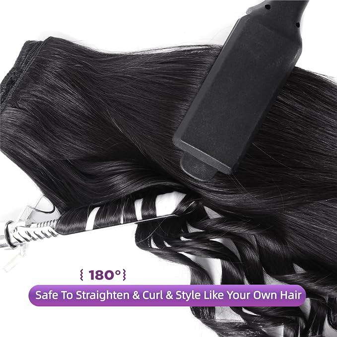 Clip in Hair Extensions Real Human Hair,100% Brazilian Remy Human Hair Extensions for Women,1B Natural Black 8pcs Per Set with Double Weft,26inch 130g,Straight