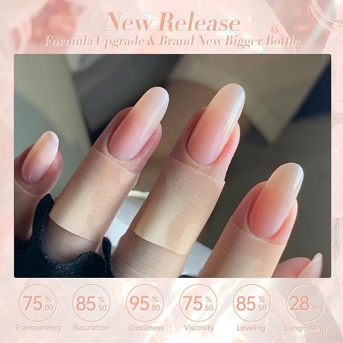 Born Pretty Jelly Nude Gel Nail Polish Sheer Translucent Transparent Skin Stone Natural Gel Polish Nail Art DIY at Home 15ML