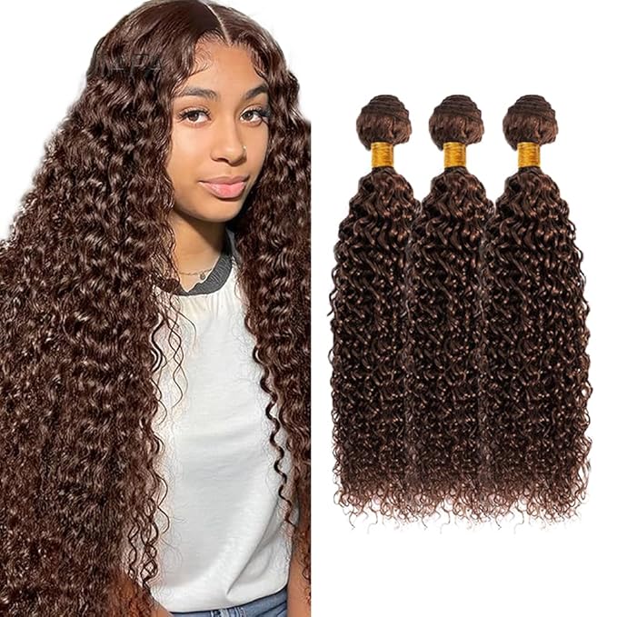 24 26 28 inch Brown Bundles Human Hair #4 Curly Bundles Human Hair Chocolate Brown Kinky Curly Bundle Color #4