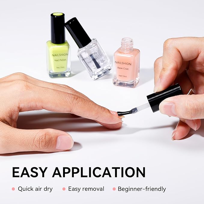Base Top Coat, Nude Peach Ridge Filler Base Coat Clear Nail Polish, Enriched VE Calcium Strengthening, Quick Dry Non-Gel, No U V Light Needed, Long-lasting Nails Gift for Women
