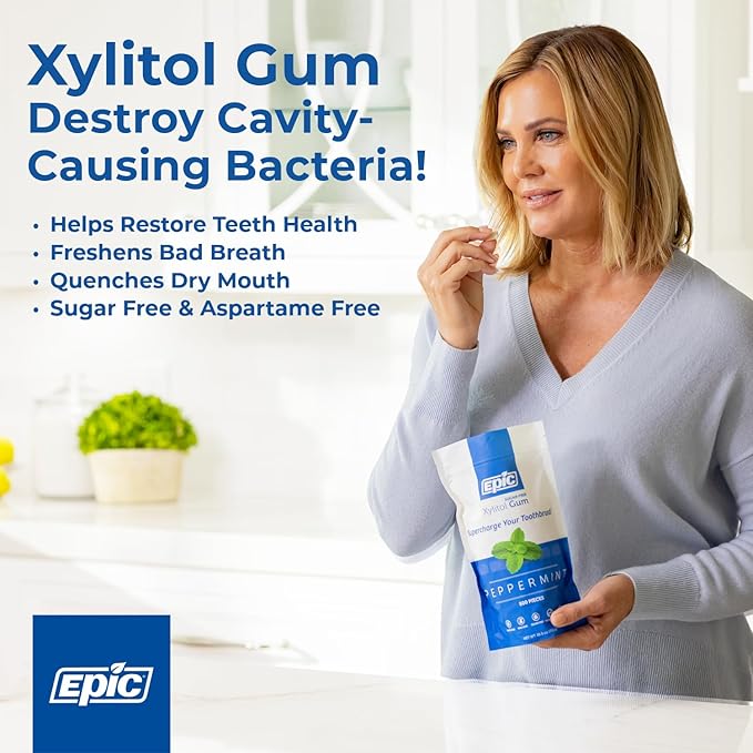 Epic 100% Xylitol Cinnamon Chewing Gum - Sugar Free, Aspartame Free Dental Gum - Supports Oral Health & Fresh Breath - 500 Pieces