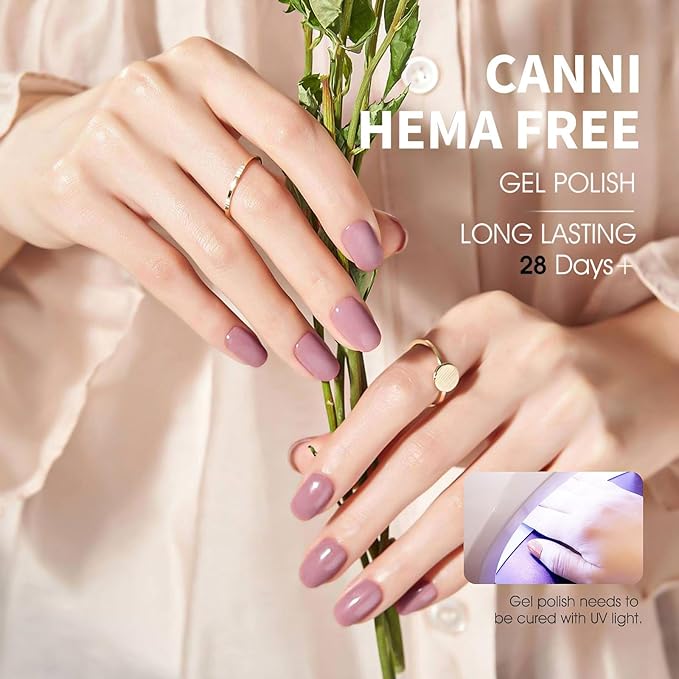 CANNI Baby Pink Gel Nail Polish, 1Pcs Light Pink Gel Polish Soft Pale Pink Color Pastel High Gloss Soak Off U V Nail Manicure Salon DIY