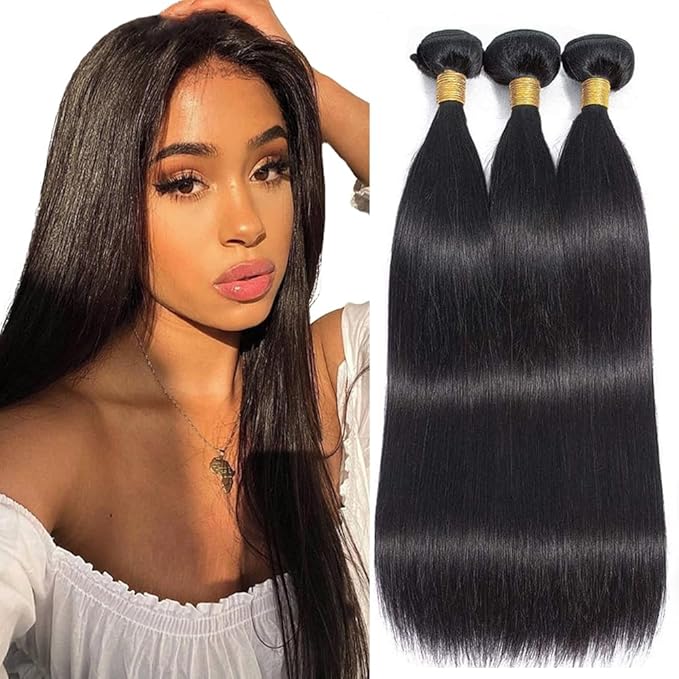 Straight Bundles Human Hair Bundles Straight 150g/3 Bundle 16 18 20 Inch Brazilian Virgin Hair Straight Bundles Human Hair Bundles for Black Woman