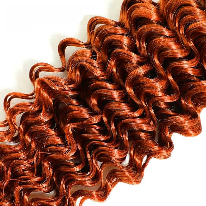 Ginger Human Hair Bundles 350 Deep Wave Bundles Ginger Orange Bundle 24 26 28 inch #350 Bundle Human Hair Extensions