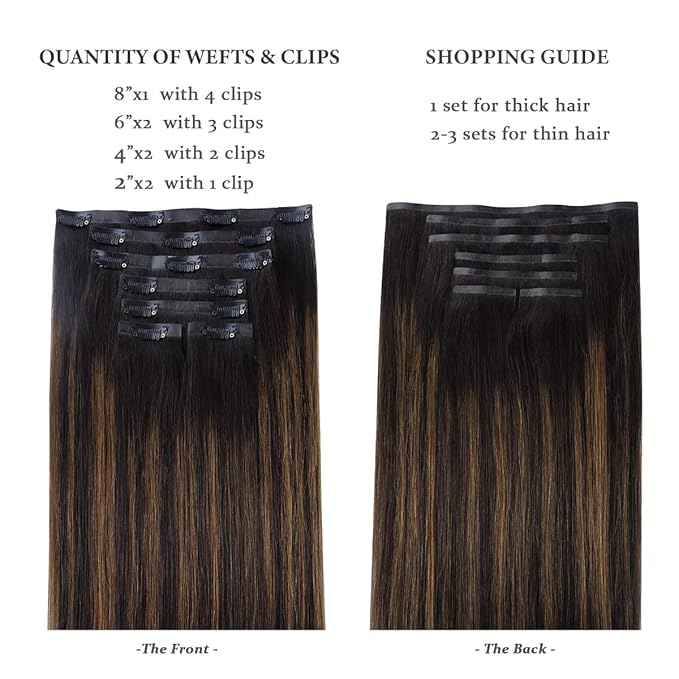 HOTBANANA Clip in Hair Extensions Dark Brown Mixed Chestnut Brown (Warm Tone) 22 inch 150g 7pcs Clip in Remy Human Hair Extensions Straight Hair Invisi Edge Clip Hair Full Head