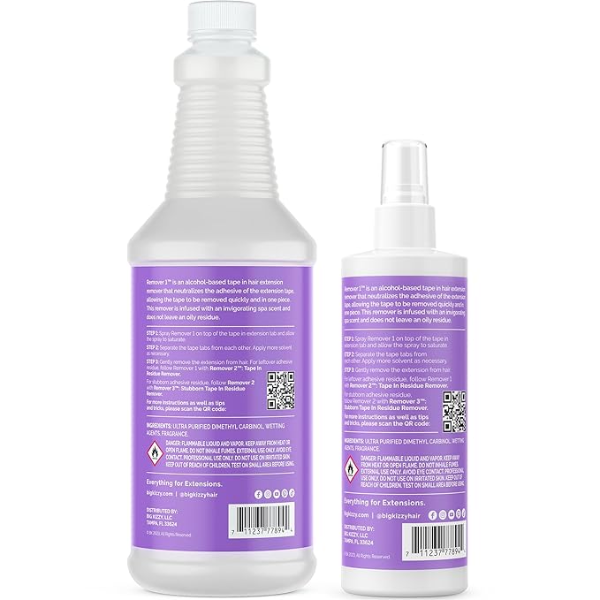 Big Kizzy Tape In Extension Remover, 32oz Refill Bottle + Free 8oz Release & Reuse Spray, Compatible with All Major Brands