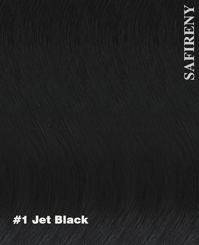 Clips Ins Real Human Hair Jet Black Clip In hair extensions 16inch 140g 7pcs Hair Extensions for Women Natural Hair(#1-16inch)