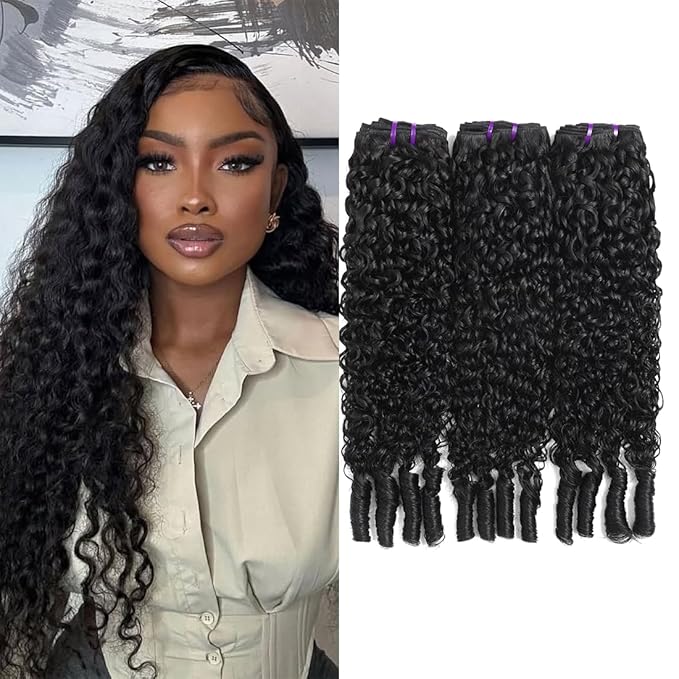 Burmese Curly Human Hair Wefts 22 24 26 Inch Water Wave Hair Bundles 3C4A Unprocessed Virgin Human Hair Extensions