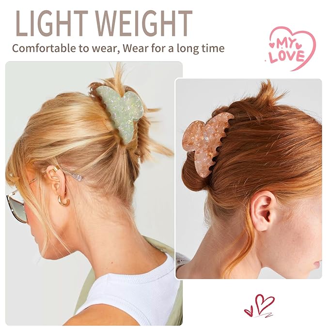 4 large acetic acid hair clips with strong styling and anti-slip claws are suitable for both thick and thin hair