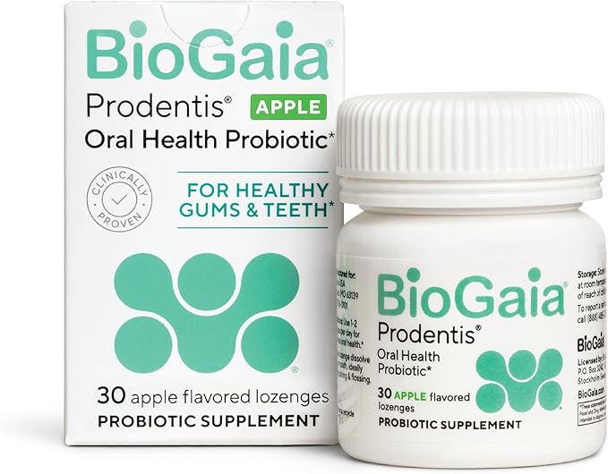 BioGaia Prodentis | Oral Probiotics | Promotes Healthy Gums & Teeth | Defends Against Bad Breath & Dental Problems | Improves Oral Health | Apple Flavored | 30 Dental Probiotic Lozenges