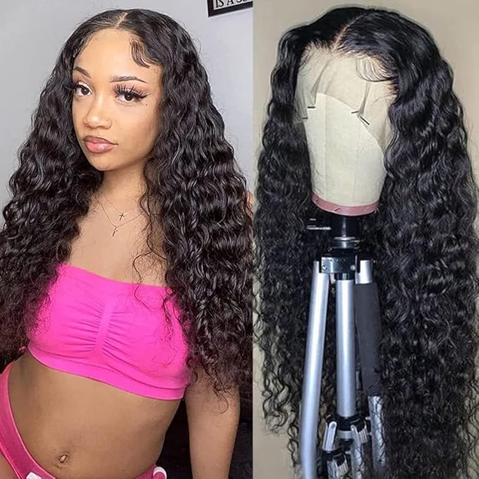 13x4 Deep Wave Lace Front Wigs Human Hair Pre Plucked 150% Density Curly Hd Lace Frontal Wig Human Hair Deep Curly Lace Front Wigs For Black Women