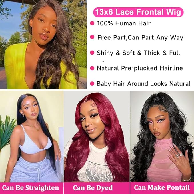 Tuneful 13x6 HD Lace Front Wigs Human Hair Pre Plucked Body Wave Lace Front Wigs for Women 20 Inch 13x6 Frontal Wigs with Baby Hair
