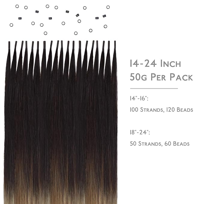 WENNALIFE I Tip Hair Extensions Human Hair, 50g 100s 16 Inch Dark Brown to Chestnut Brown and Dirty Blonde Highlighted Remy Itip Human Hair Extensions Invisible Itips Straight I Tips Fusion Extensions