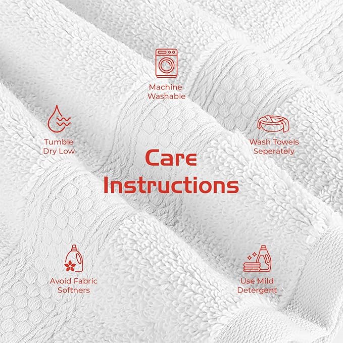 RIVERSIDE 12 Pack Premium 100% Cotton Face Washcloths, 550 GSM, 12 x 12 Inches, Soft, Absorbent Towels for Body & Shower, Bathroom Wash Clothes, Durable Face Towels Set for Spa, Gym, White