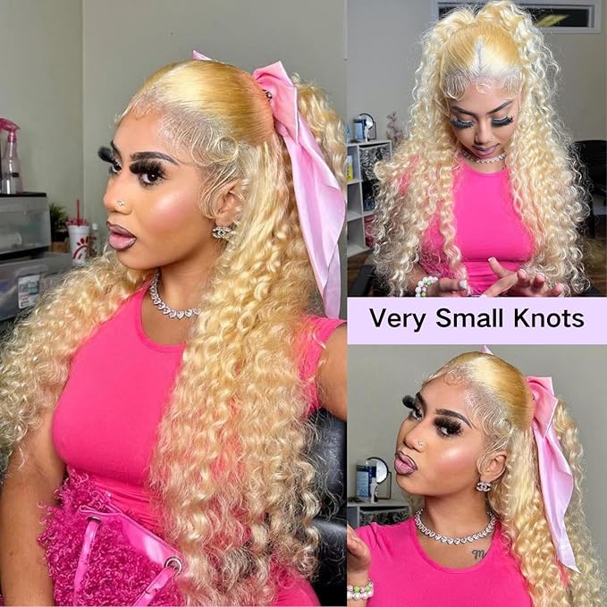 40 Inch 613 Lace Front Wig Human Hair 613 13x6 Deep Wave HD Lace Front Wigs Human Hair 200% Density Blonde Wig Human Hair Pre Plucked for Women