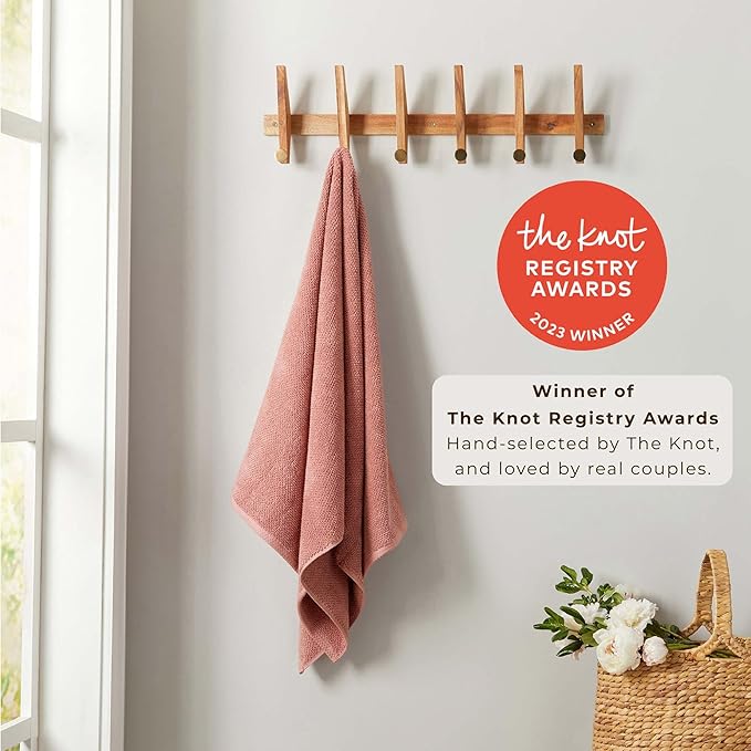 Great Bay Home 100% Cotton 6 Piece Towel Set - Absorbent, Quick-Drying, Durable Bath Towels for Bathroom Decor - Low-Twist, Two-Ply Fibers (Desert Rose)